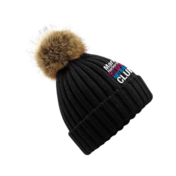 Market Harborough Youth Netball Club Beechfield Faux Fur Pom Pom Chunky Beanie